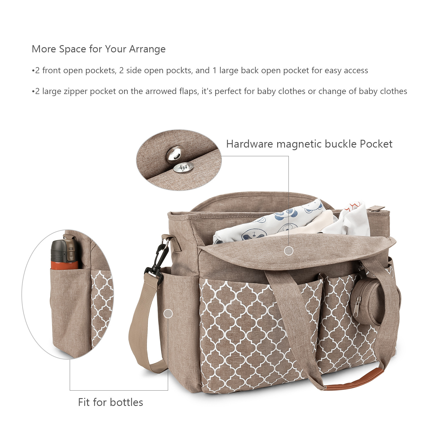 New Portable Shoulder Mummy Bag Printing Geometric Pacifier Bag Mother and Child Travel Outdoor Mother Bag