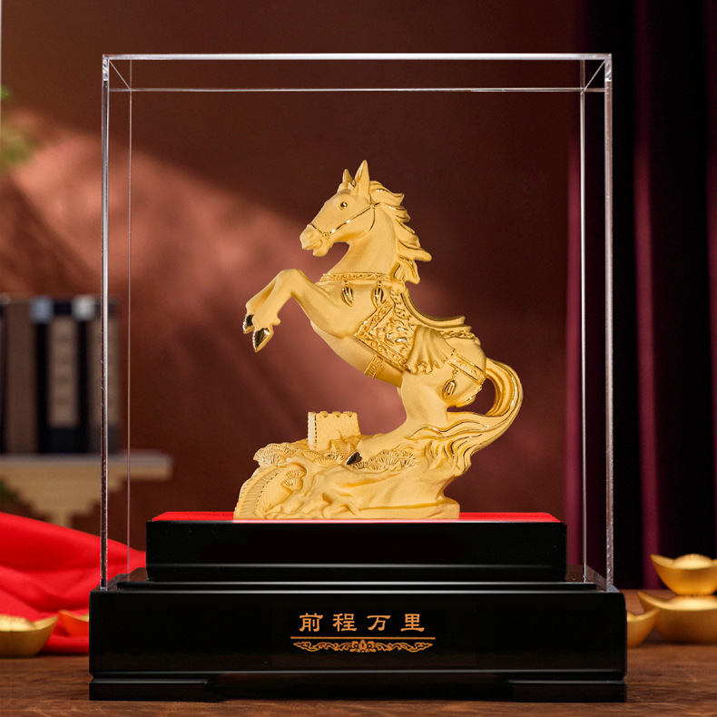 Zodiac Year of the Horse Mascot Velvet Sand Gold Success Ornament to Attract Wealth Decoration Company Housewarming Opening Cross-Border Export