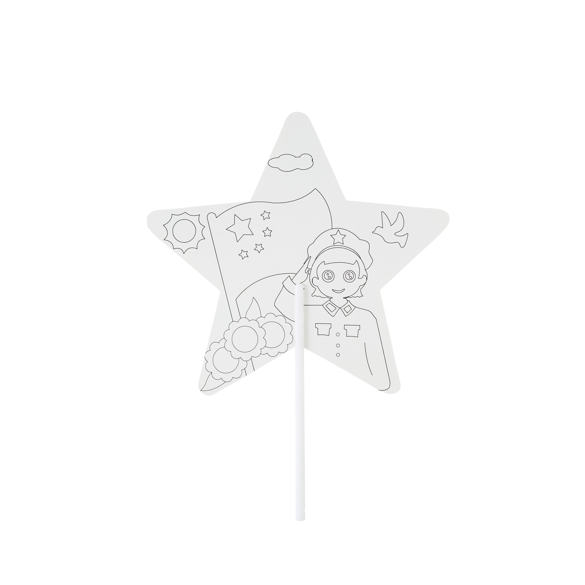 National Day Patriotic Theme Group Fan diy Xuan Paper Color Filling Fan Mid-Autumn Festival Hand-painted Copy Line Draft Red Theme Fan