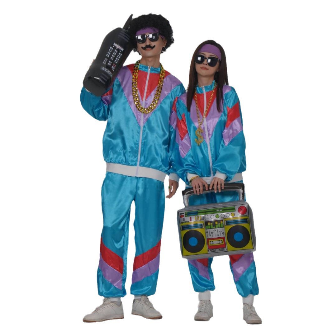 Cross-Border 80S Disco Sportswear Jacket and Pants Jogging Clothing Retro Style 80S Theme Party