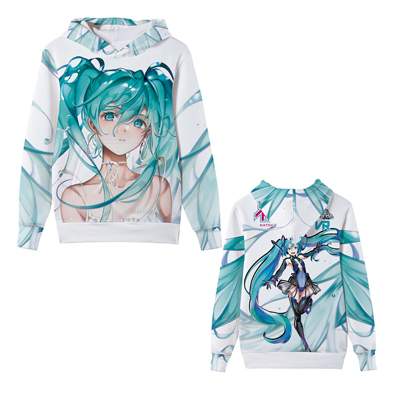 Свитшот Хацунэ Мику, аниме, принцесса, пуловер с капюшоном, двухмерный топ, можно кастомизировать