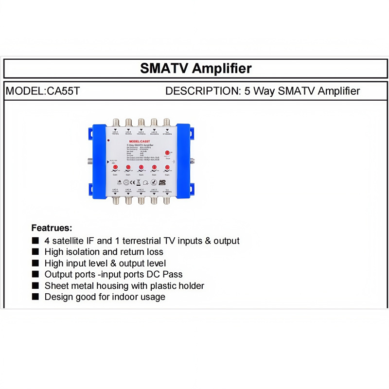 Direct Selling 5 Way Smatv Amplifier 5 into Tv Signal Amplifier Switch Ca55T Amplifier