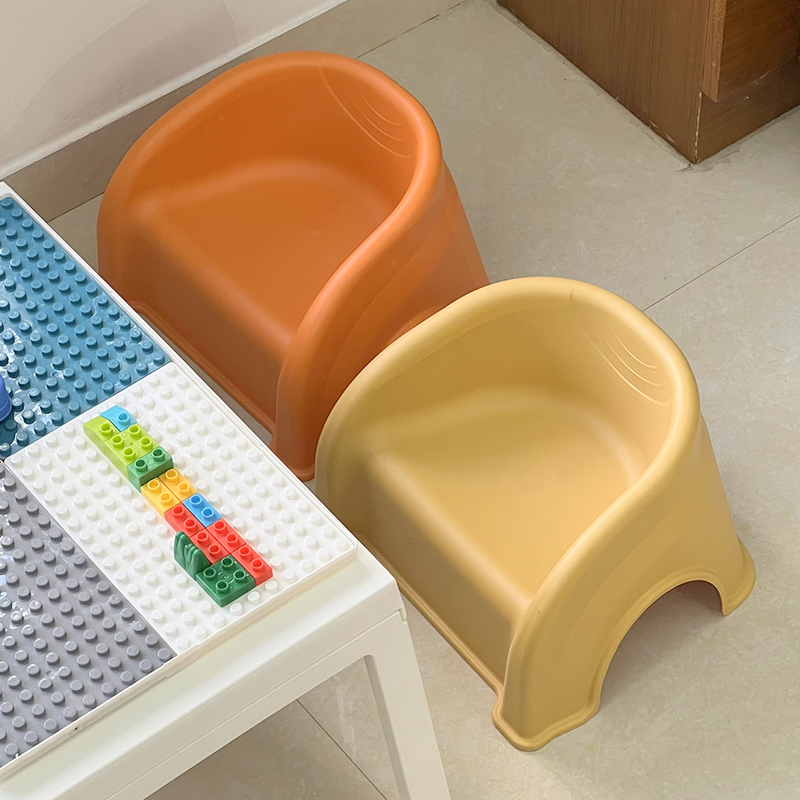 Children's Baby Small Stool with Backrest, One-Year-Old Low Stool, Plastic Dining Chair, Comfortable Long-Sitting Bench, Bath and Shoe-Changing Stool