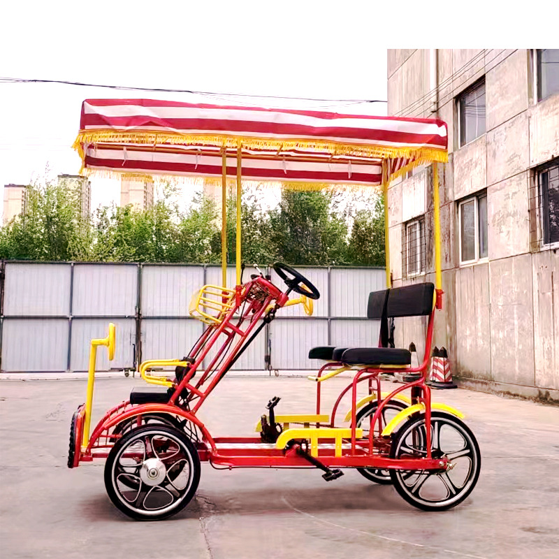 Parent-Child Four-Wheel New Scenic Spot Rental Bicycle Double-Row Tourist Car Driving Bicycle Multi-Four-Wheel Self-Driving Bicycle