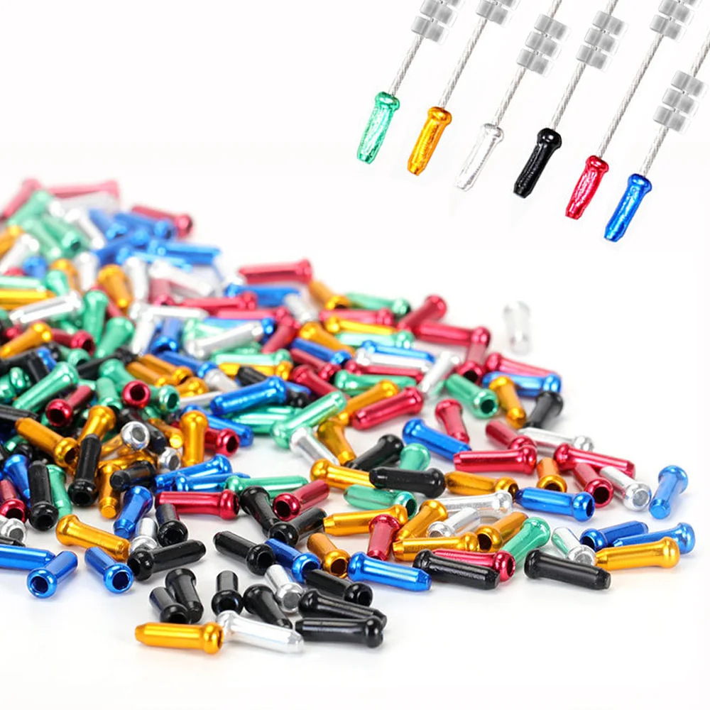 Bicycle Mountain Bike Shift Cable Aluminum End Caps Colorful Brake Cable End Caps in Stock, Multiple Colors Available