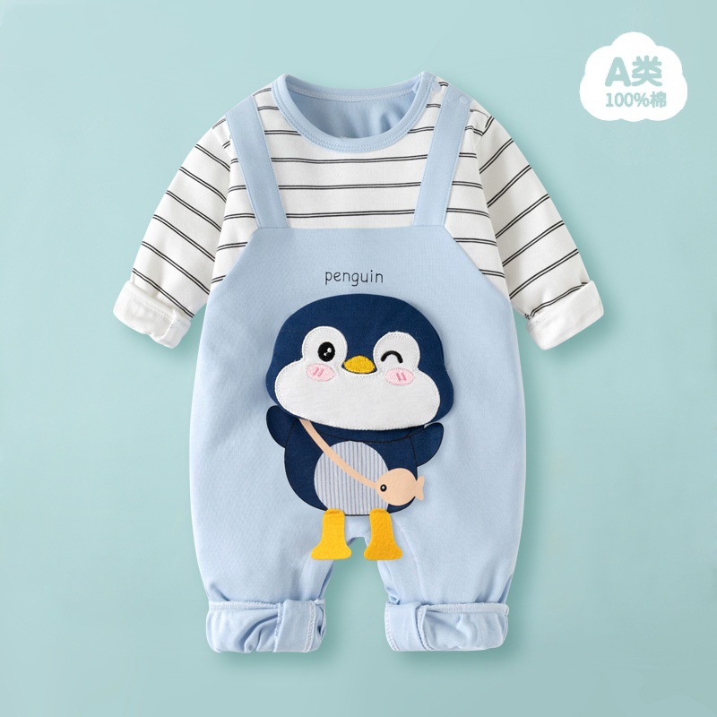 Cross-Border Exclusive Baby Jumpsuit Pure Cotton Long-Sleeved Baby Clothes Spring and Autumn Infant Crawling Clothes Drop Shipping