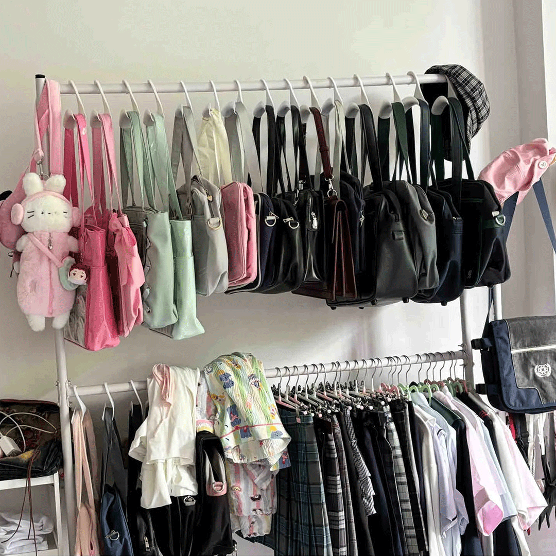 Lolita Princess Clothes Hanger Storage Rack Hanging Clothes Drying Rack Double Pole Floor Skirt Jk Uniform Bow Coat Rack