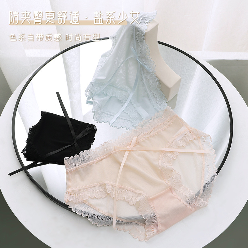 Трусики женские кружевные сексуальные средней посадки, легкие дышащие кружевные трусики