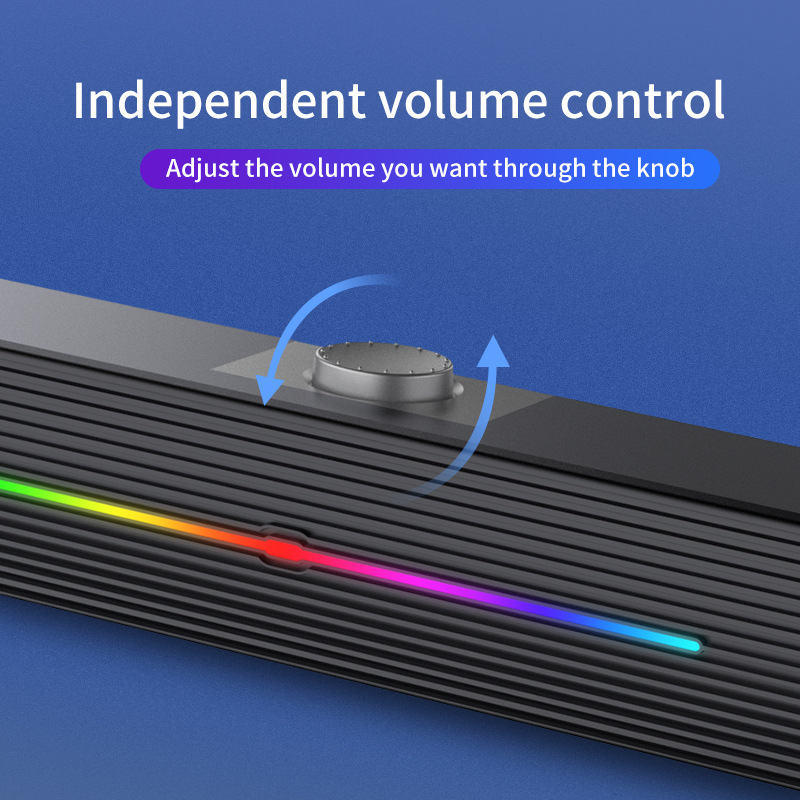 Cross-border E-1407 desktop laptop headphones computer audio strip luminous speaker subwoofer