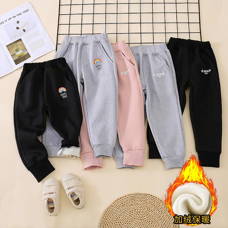 Мужские и женские спортивные брюки с флисовой подкладкой зимние повседневные спортивные брюки для детей большие детские брюки 2024 новые утолщенные