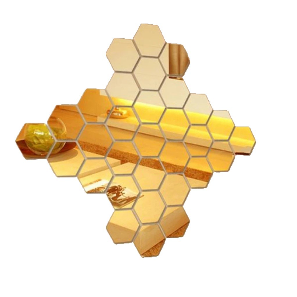 Customized Hexagonal 12-Piece Acrylic Mirror Wall Stickers for Home Living Room Decoration Multi-Specification Adhesive Self-Adhesive Wall Stickers