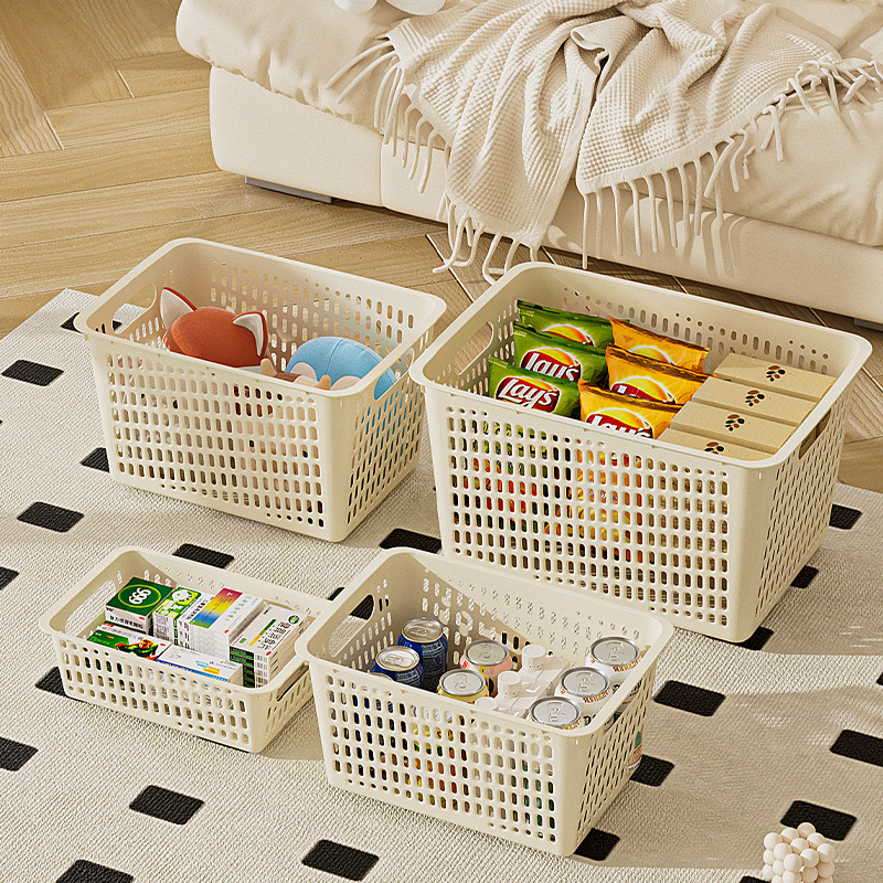 Cream Style Storage Basket Home Living Room Kitchen Snack Toy Sundry Storage Box Thickened Plastic Storage Basket