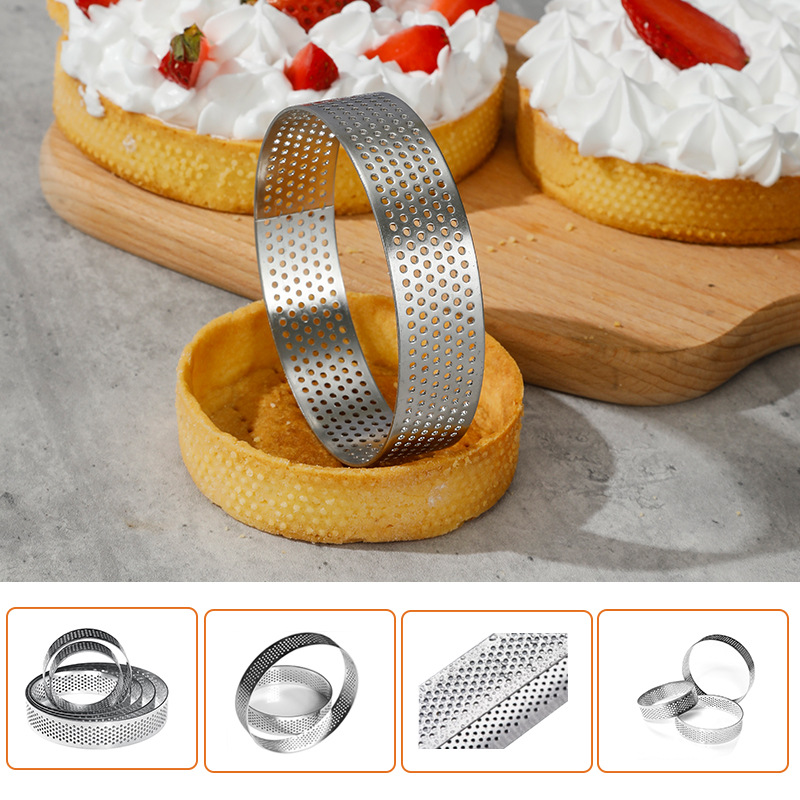 430 stainless steel baking mold tart ring round punching French tower ring 6CM 8CM multi-size mousse ring