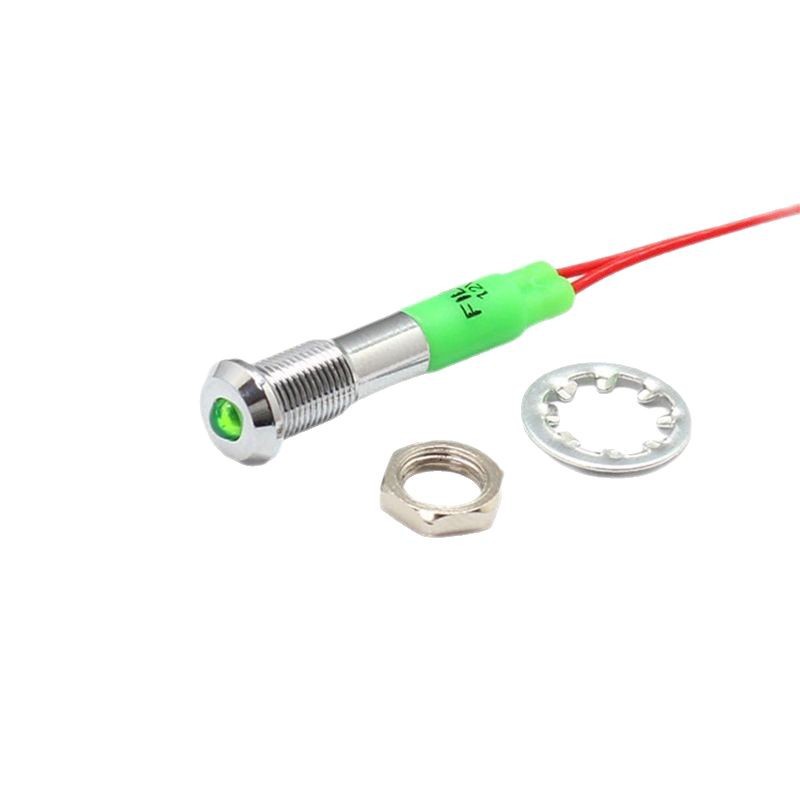 6mm protruding head with line indicator 12V220V metal signal lamp LED waterproof and high pressure resistant (FL1M-6SW-1)