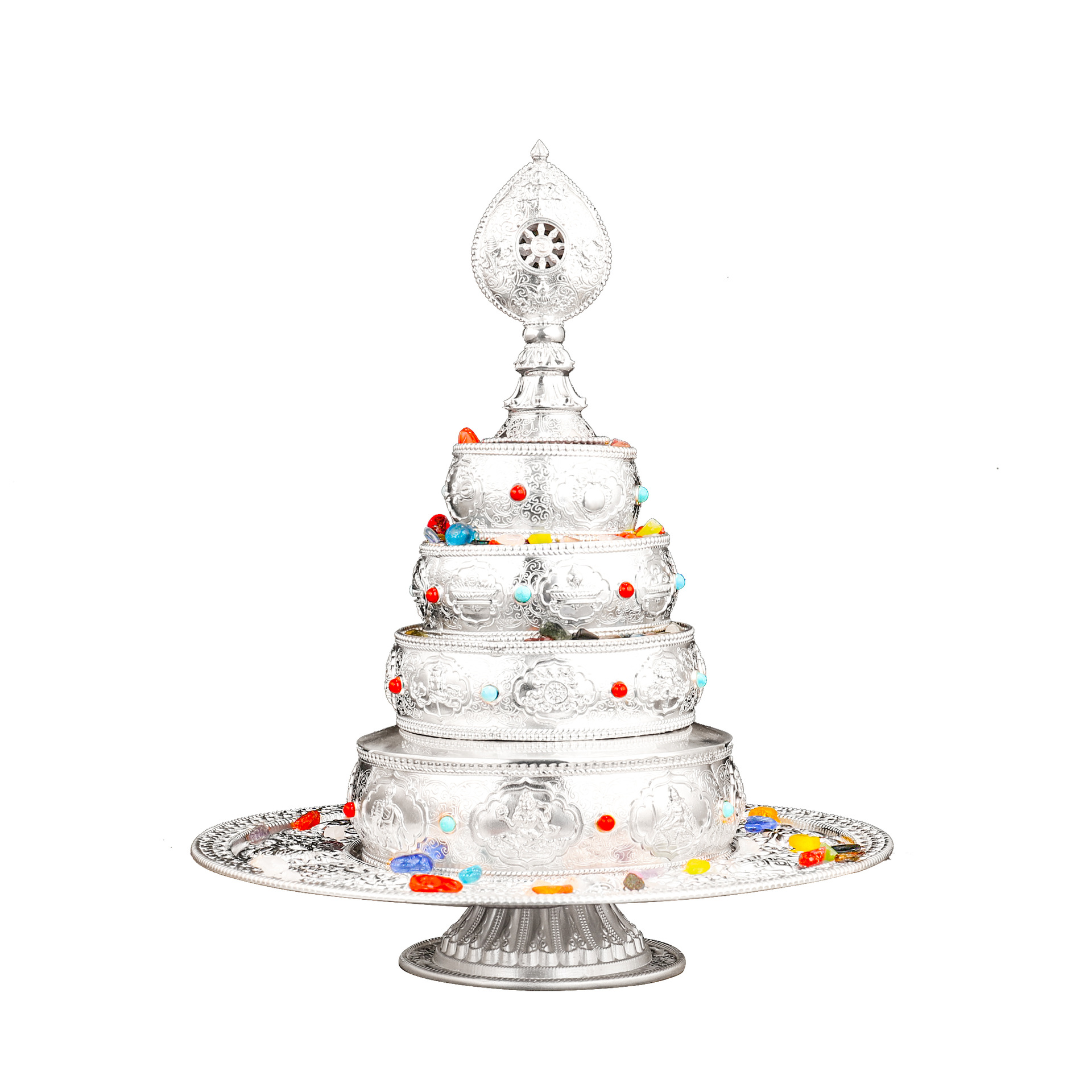 Foot Silver Manza Plate Imitation Nepal Eight Auspicious Manza for Repairer Manza Plate 37 Pile Mancha Luo Ornaments