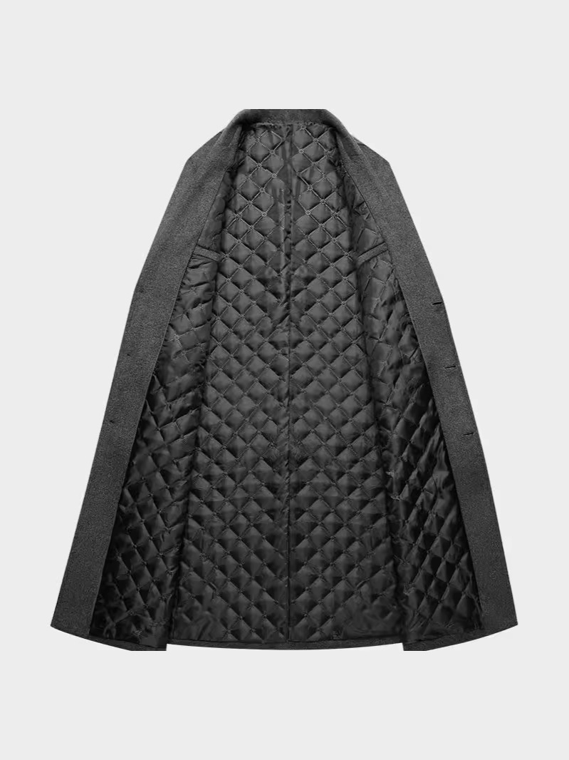 European Size Enlarged Cross-Border Version Woolen Outwear Long Knee-Length Suit Collar Cotton Thickeneded Woolen Outwear Men's Outwear