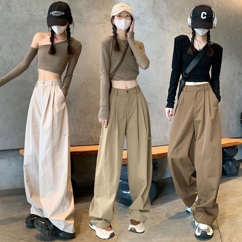 American overalls women's spring summer autumn 2025 new high waist loose casual suit high waist sports wide leg pants wholesale