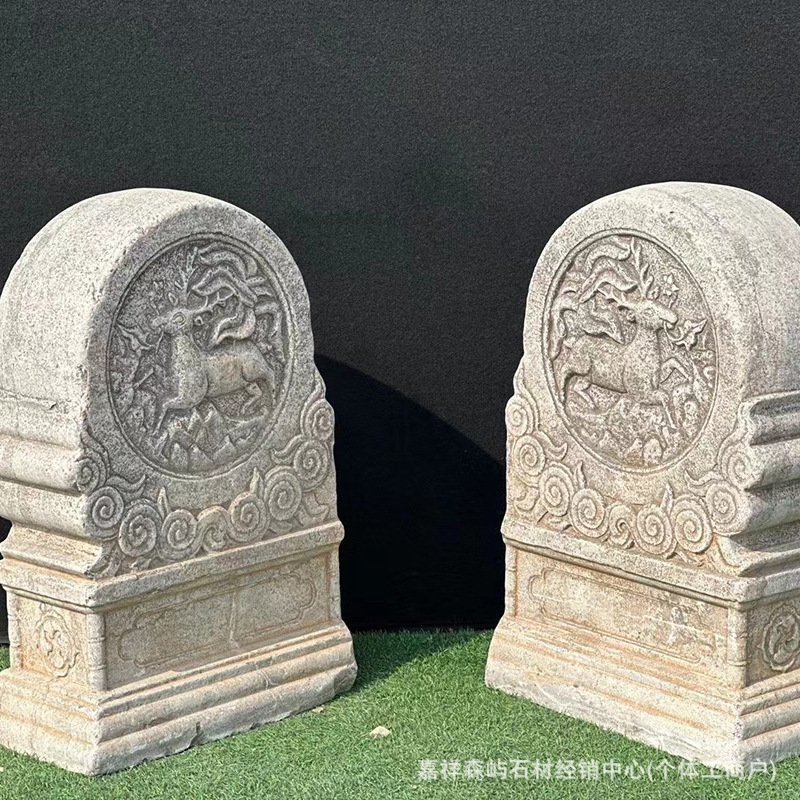 Retro Stone Carving Door Pier Drum Stone Home Courtyard House Door Pier Door as Stone Pier Antique Stone Carving Stone Drum Ornaments