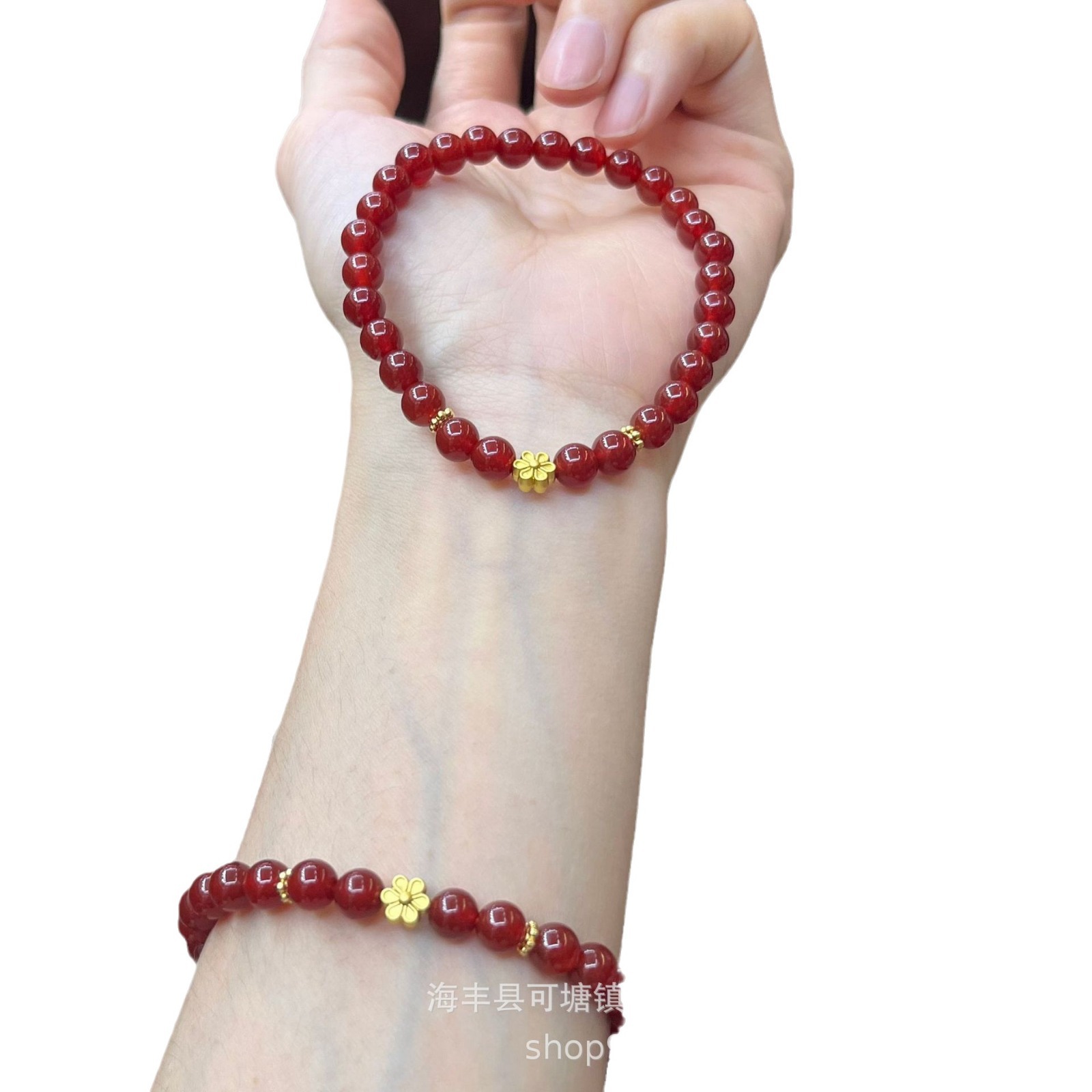 Natural Red Agate Bracelet Southern Red Bracelet with Flower Accessories Summer Original Design Online Celebrant Live Welfare
