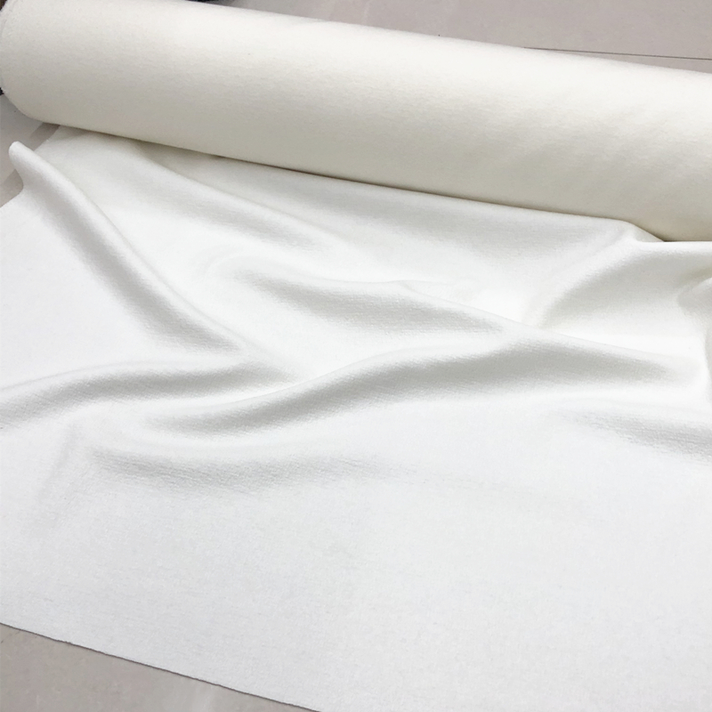 High-Grade Cotton Wool Blended Pure White Concave and Convex Pleated Texture Wool Autumn and Winter Niche Suit Designer Fabric