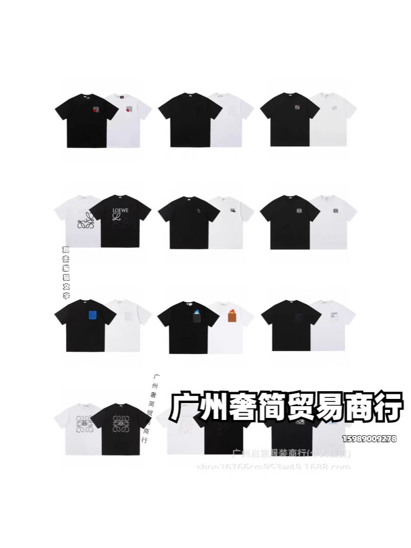 Кросс-бодер 25ss Luojia высококачественная вышитая логотип свободная хлопковая футболка для мужчин и женщин повседневная модная универсальная