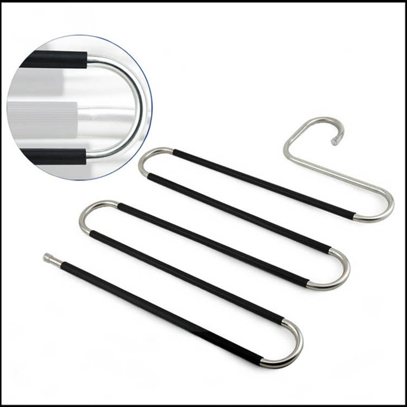 Stainless Steel Pants Rack Multi-layer Thickened Storage Indoor Multi-function Pants Clip Multi-function Wardrobe S-type Anti-slip Hanger
