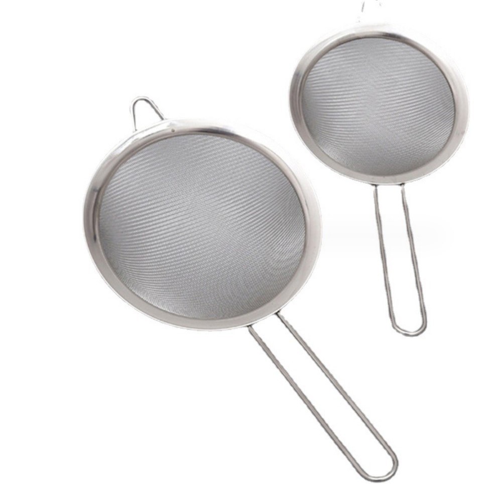 Kitchen Juice Soybean Milk Filter Mesh Sieve Household Hand-held Oil Grid Flour Sieve Stainless Steel Hot Pot Standard Chartered Foam Colander