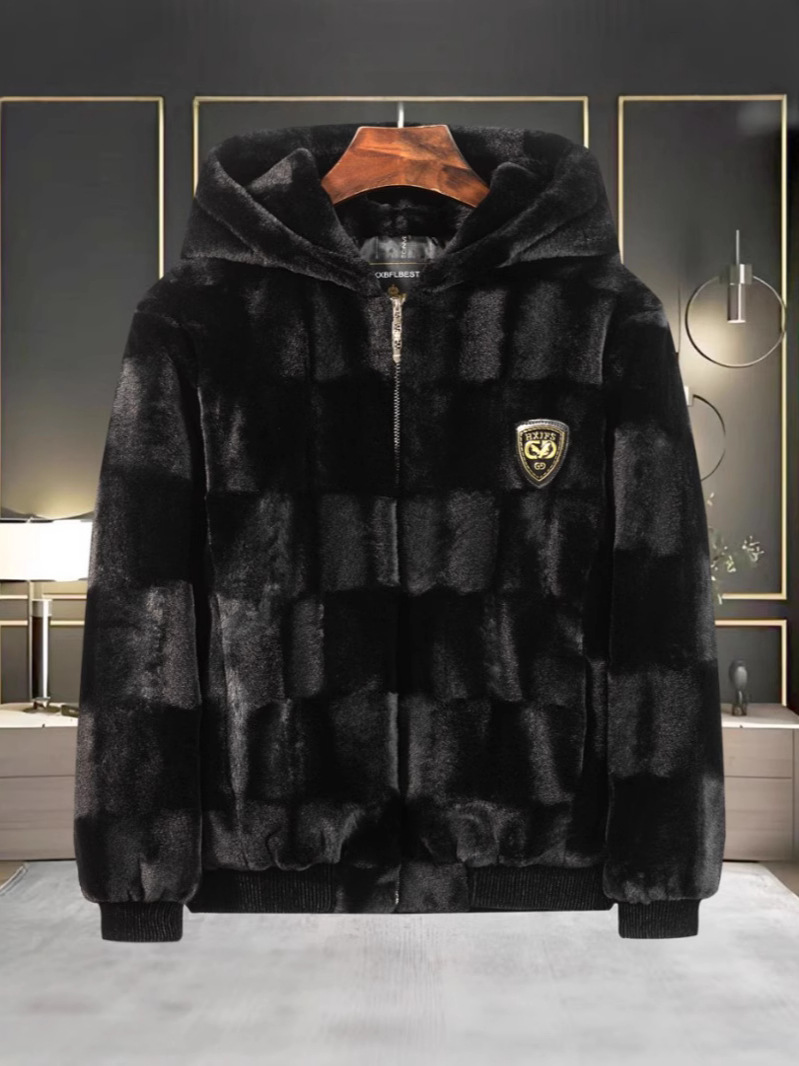 Winter Thickeneded Warm Mink Outwear New Imitation Fur Men's Golden Mink Velvet Handsome Outwear Lapel Jacket Men's Clothing