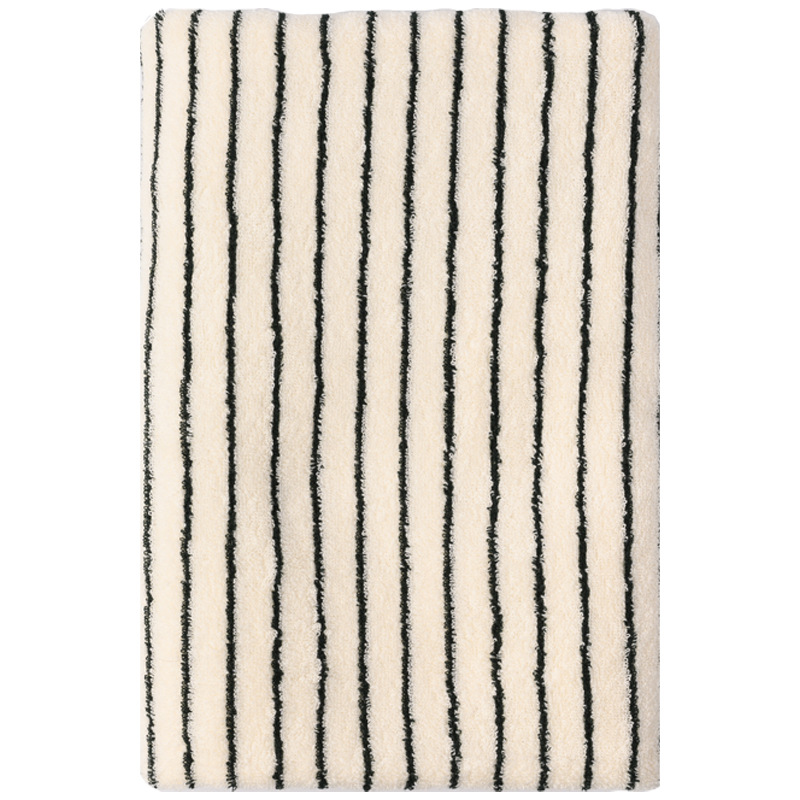 Black and White Striped Bath Towel Household Pure Cotton Absorbent Simple Vintage Fresh Style Women's Pure Cotton Men's Adult Wrapping Towel