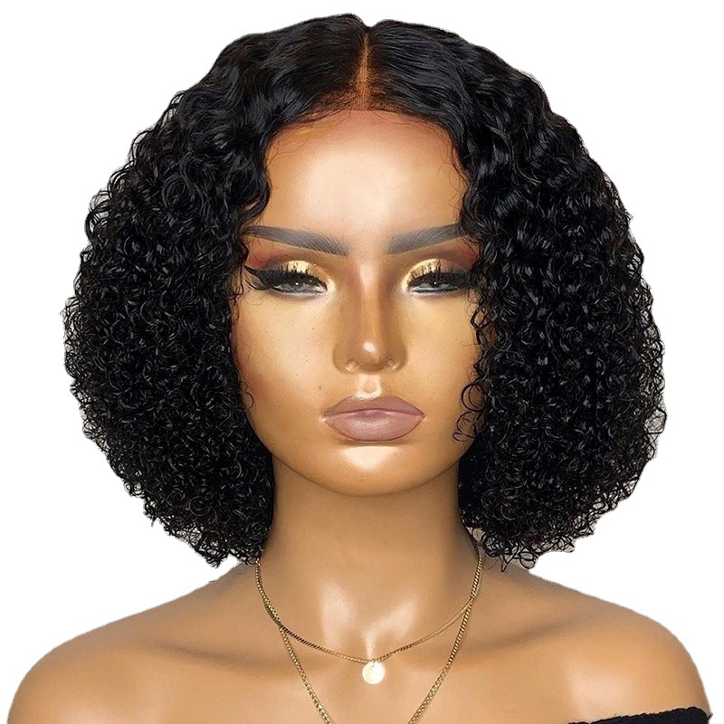 Cross-border European and American Black Wig Full hair hair Short hair Women's Front Lace African Small Curly wigs Full Head Cover
