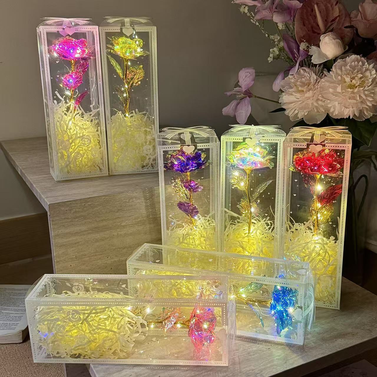 520 Valentine's Day New Simulation Rose Gold Foil Flower Single Eternal Flower Gift Box Gift to Customers