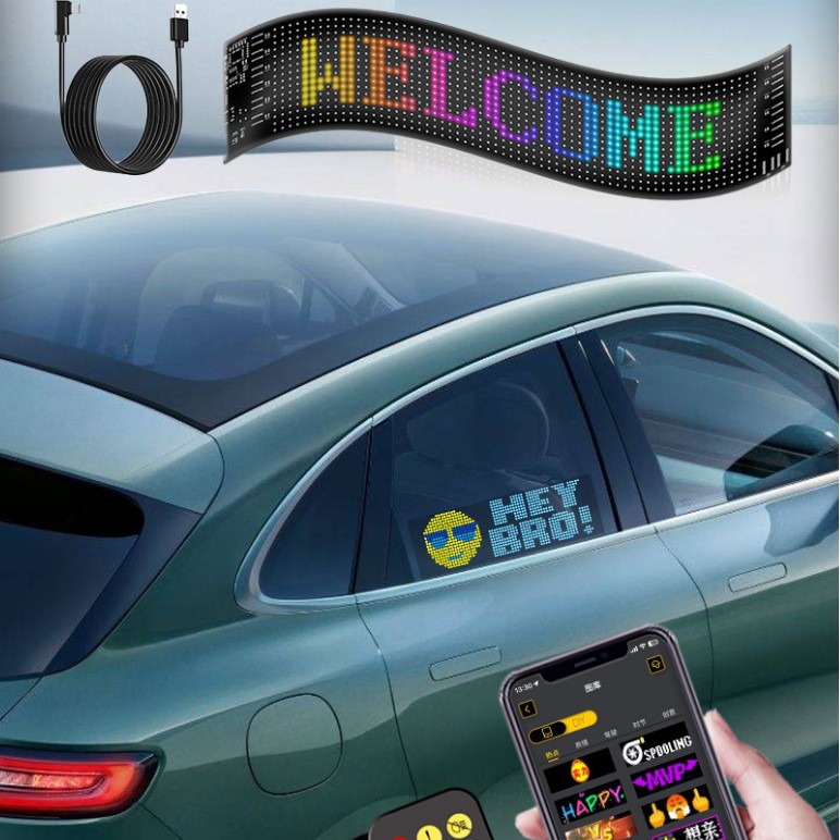 Кросс-бордерный новый автомобиль LED мягкий экран USB автомобильный гибкий рекламный экран дистанционное управление Bluetooth автомобильный дисплей универсальный