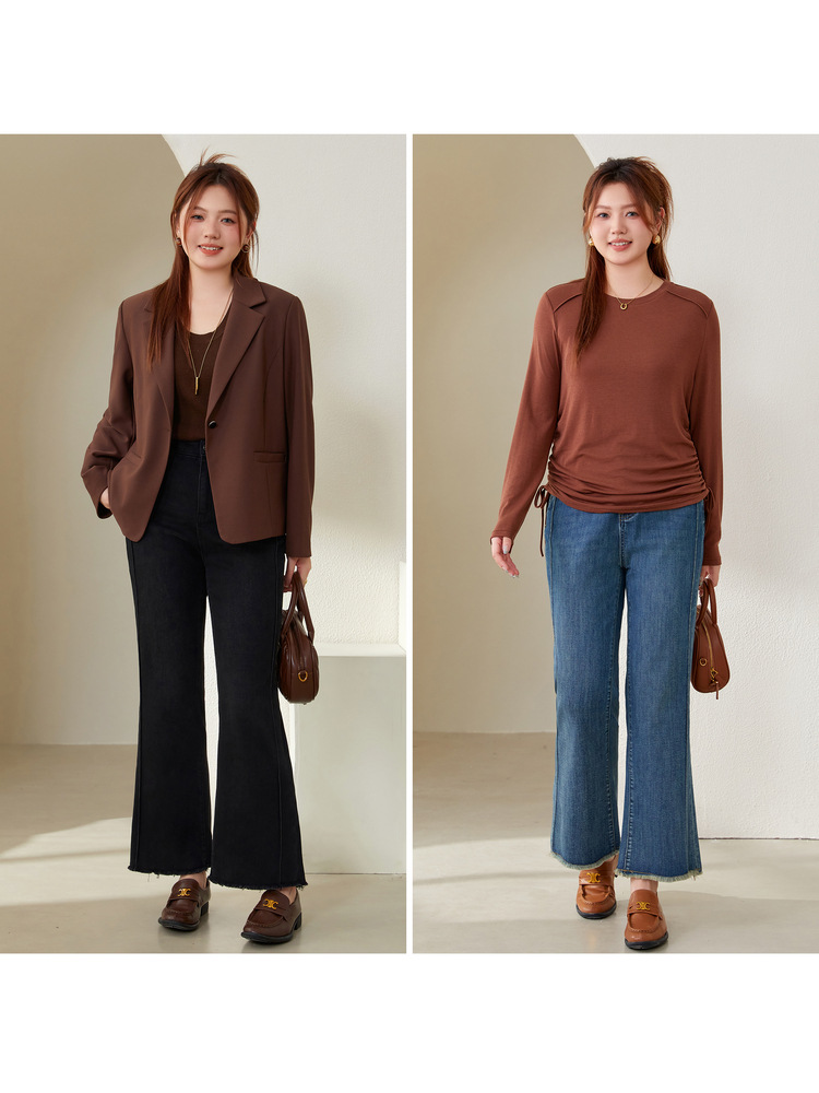 [Universal Toothpick Pants] Slim Show Women's plus size Dress with Fringe and Tassel Weilar Jeans chubby girl Autumn New