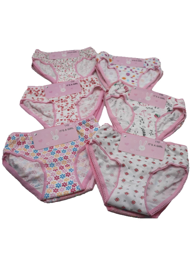 Factory direct cross-border foreign trade cotton children's underwear wholesale girls floral underwear multi-color triangle in stock