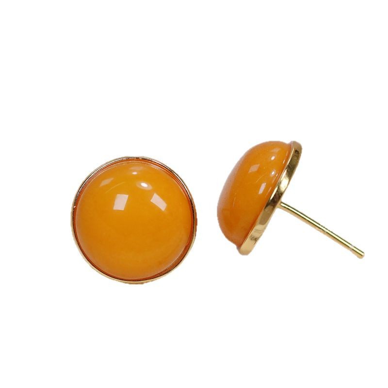 Full Body s925 Silver Women's Ear Hook Earrings Inlaid with Beeswax Blood Perer Flower Perer Sugar Hetian Jade Earrings Live Supply