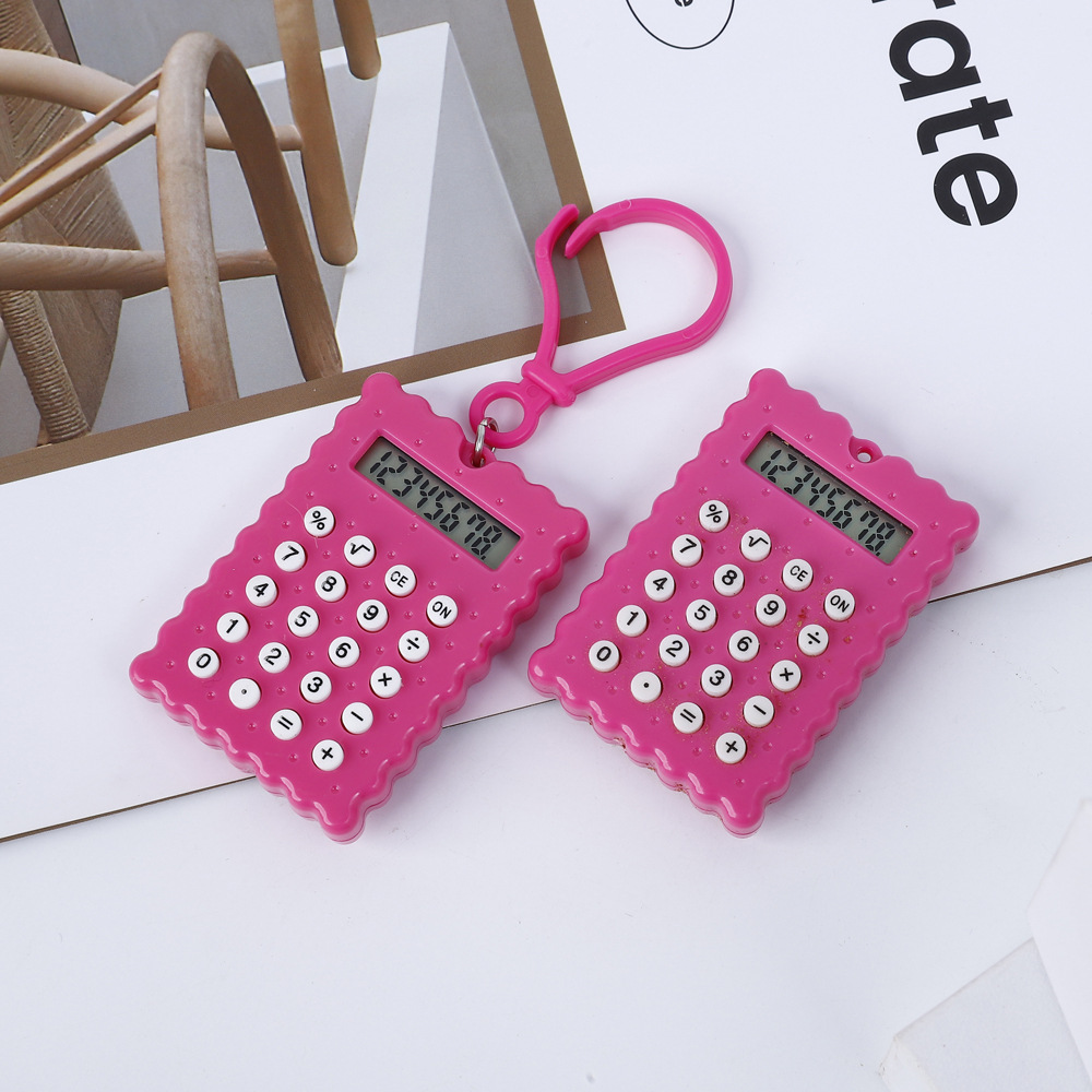 Factory wholesale student small size mini calculator high color value cute portable button battery biscuit computer
