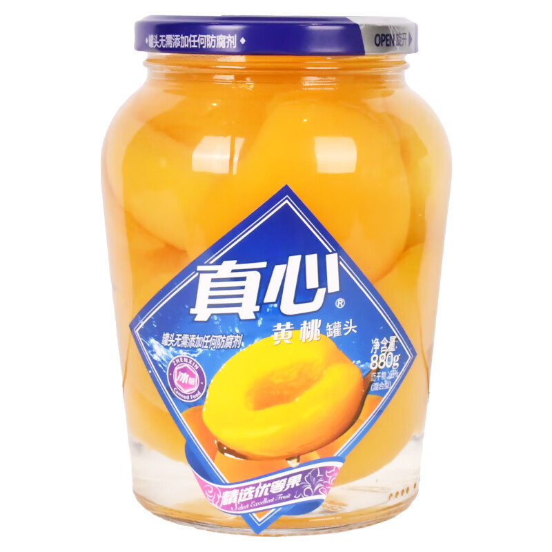 Canned genuine fruit 880g ready-to-eat fresh fruit yellow peach orange hawthorn assorted canned sugar water jar glass bottle