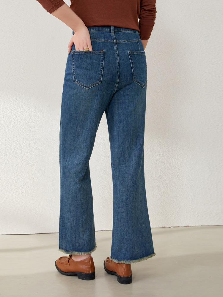 [Universal Toothpick Pants] Slim Show Women's plus size Dress with Fringe and Tassel Weilar Jeans chubby girl Autumn New