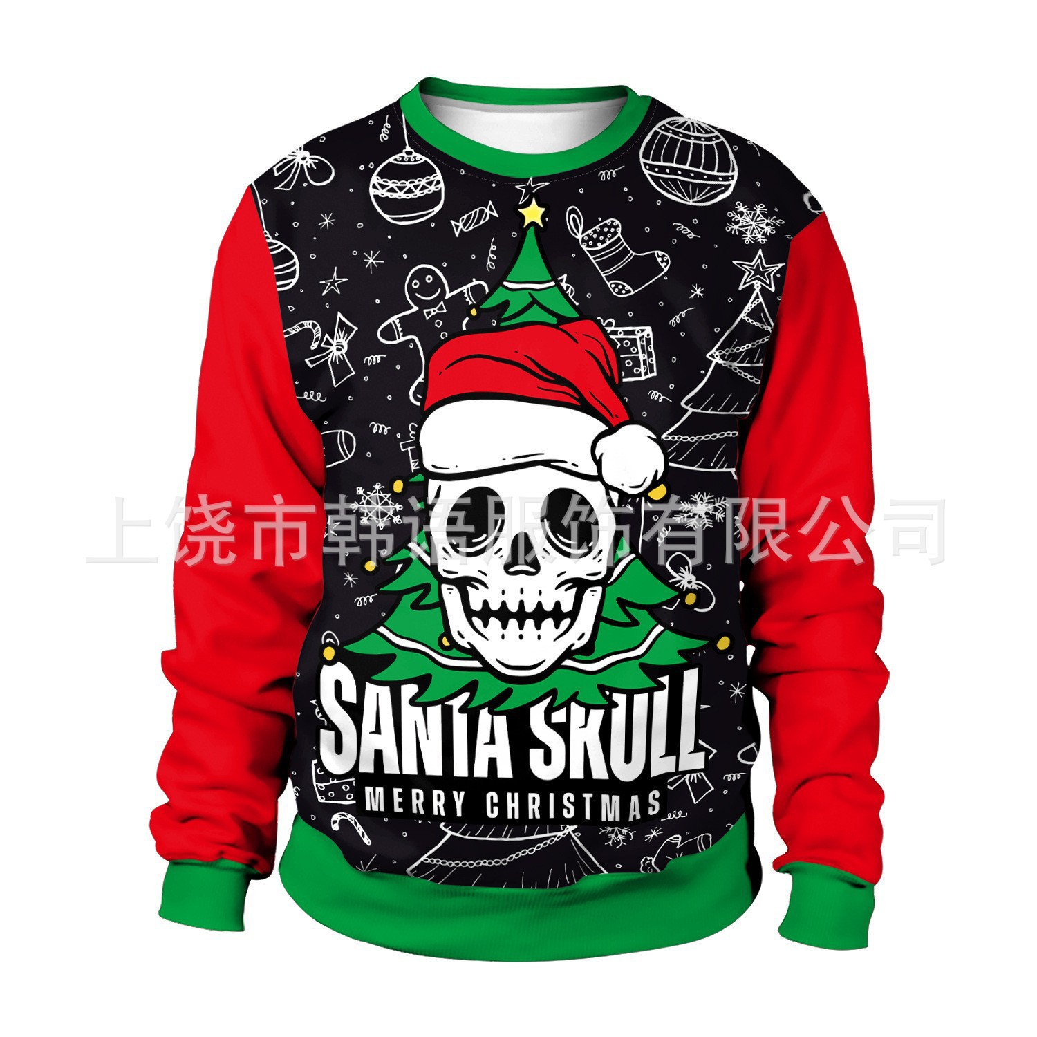 Cross-border Europe and the United States Christmas Halloween New Men's and Women's Round Neck Sweat 3D Digital Printing Couple Wear Factory Batch