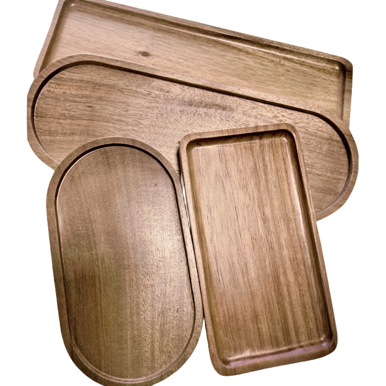 Деревянный поднос из акации, овальный, для чая, закусок и фруктов