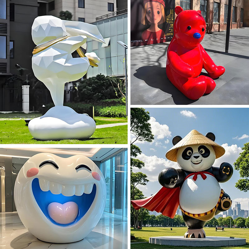 Custom Fiberglass Sculpture Trendy Cartoon Doll Outdoor Mall Commercial Street Ip Image Mascot Display Ornament