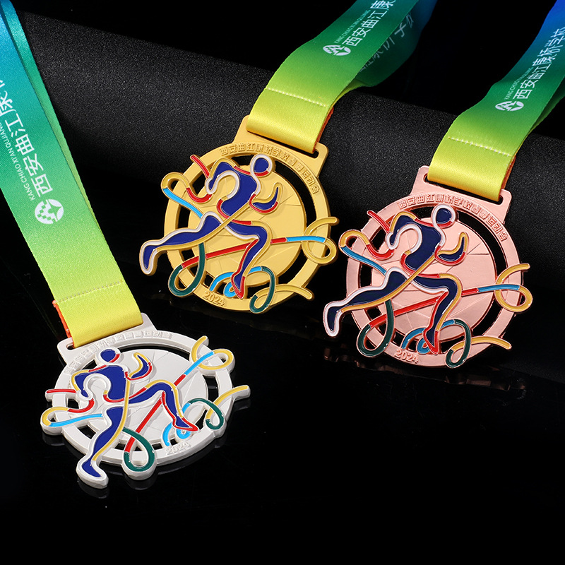 Wow Customized Metal Marathon Sports Event Gold Foil Medal Honorary Commendation Commemorative Authorized Plate Medal