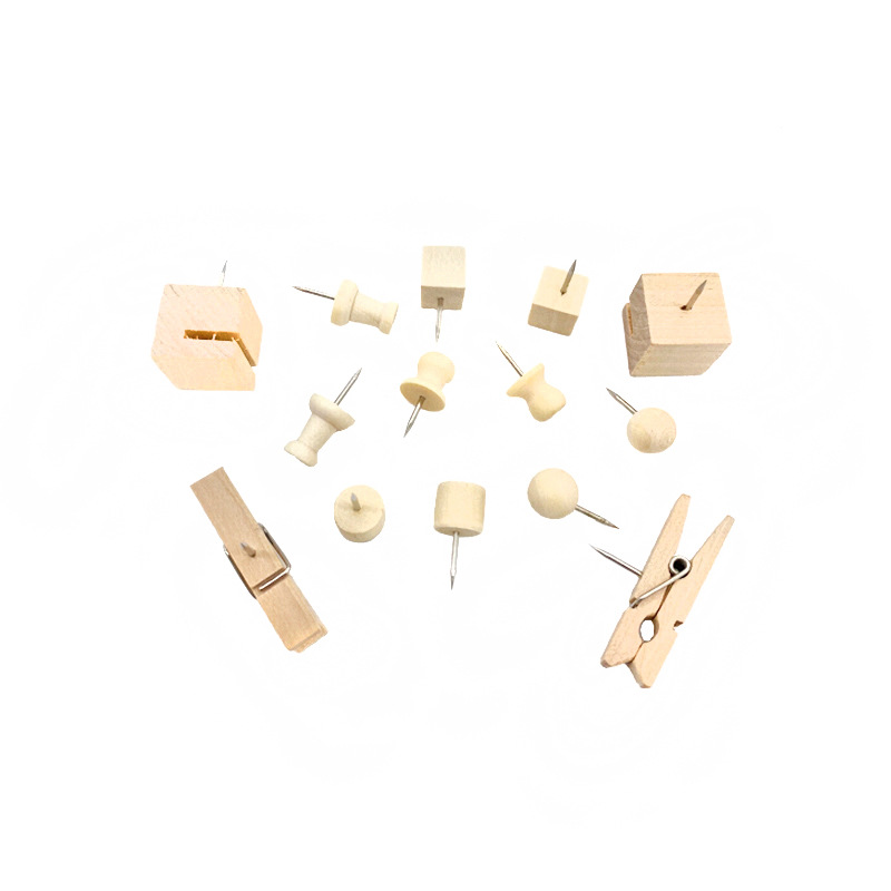 Factory direct sales of various shapes of wooden pushpins wooden I-nails DIY creative nail art fixed tacks