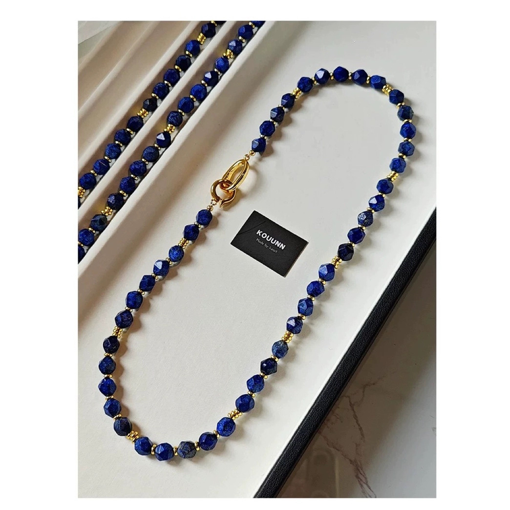 Средневековое винтажное ретро специальной формы матовая лазуритовая бусы ожерелье женское древесное зерно камень высококлассное ожерелье