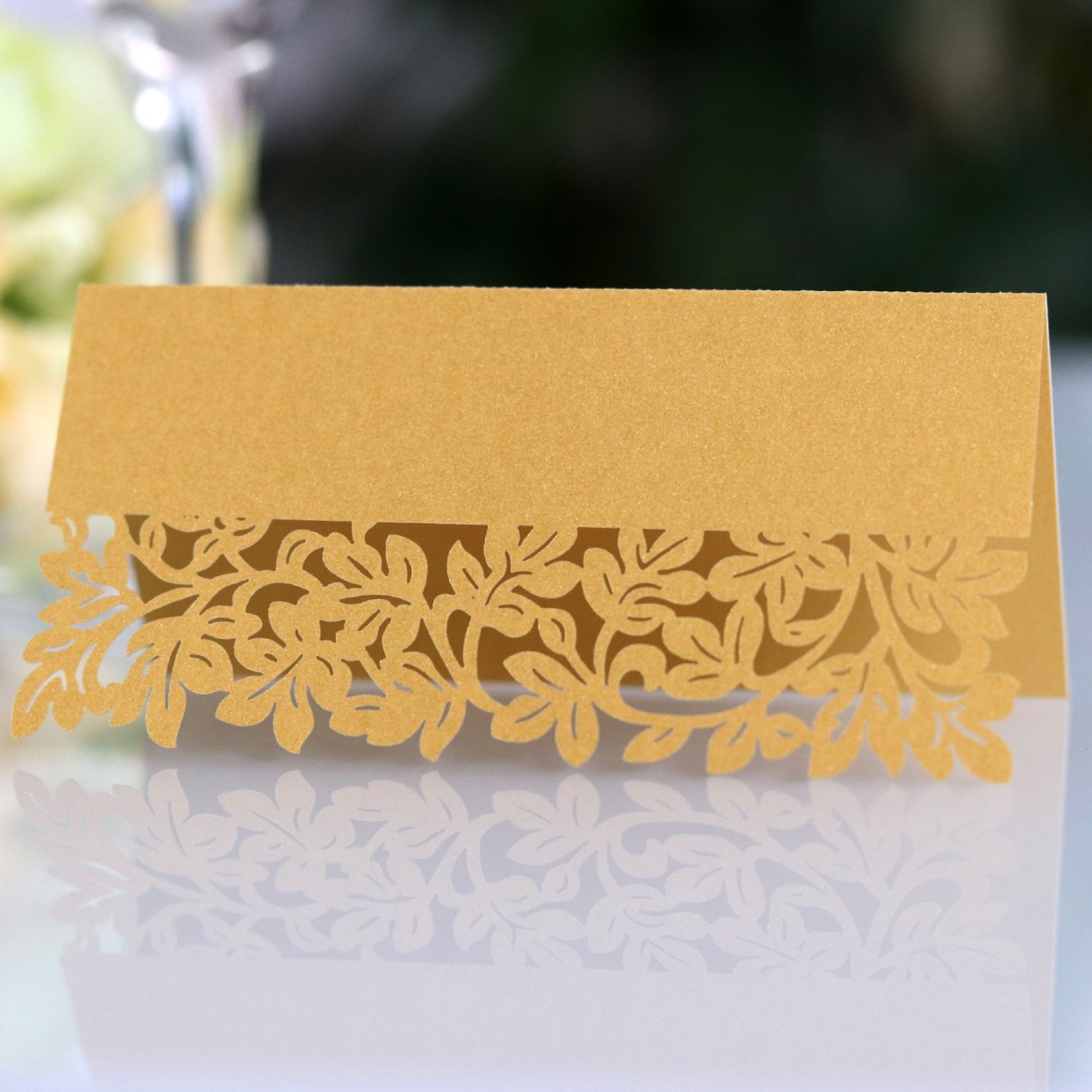 Export Amazon wedding laser three-dimensional seat card hollow leaf table card White butterfly name card wholesale