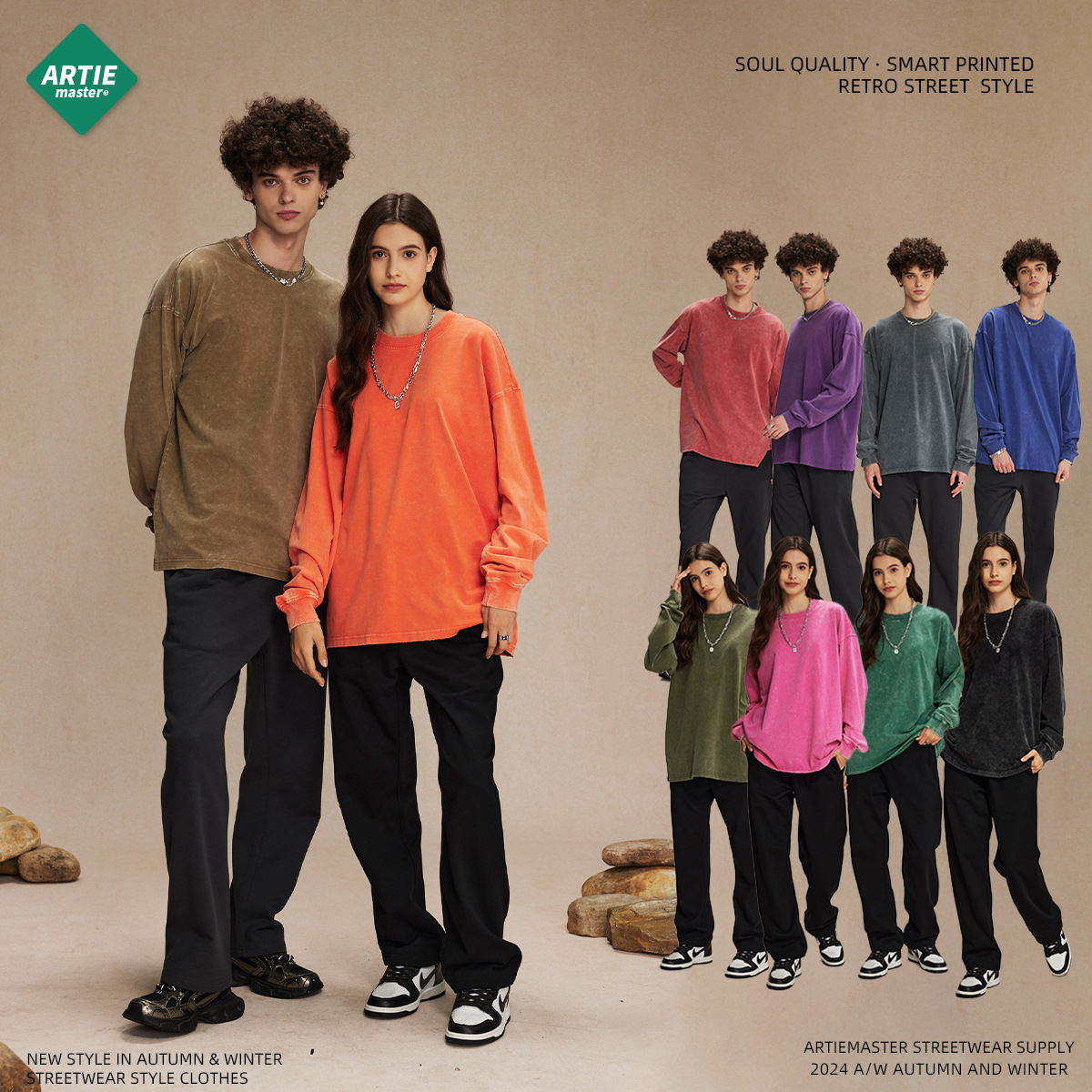 Heavy Weight 180G-385G Fabric Retro Washed T-Shirt Custom Printed T-Shirt Loose Trendy Brand Short-Sleeved Custom Factory