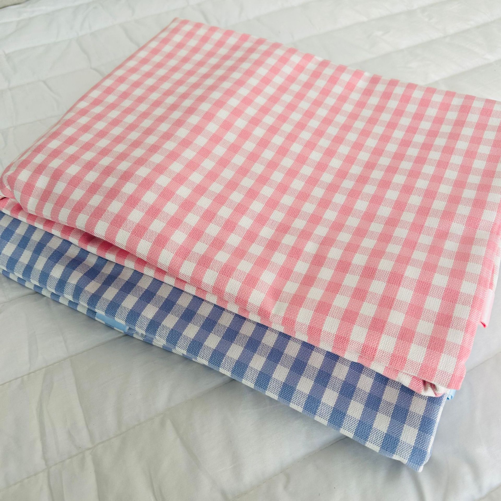 Remnant Fabric from a Good Source: Summer Yarn-Dyed Tencel Ramie Plaid Soft Cooling Mat, Machine Washable, 50% Tencel + 50% Ramie