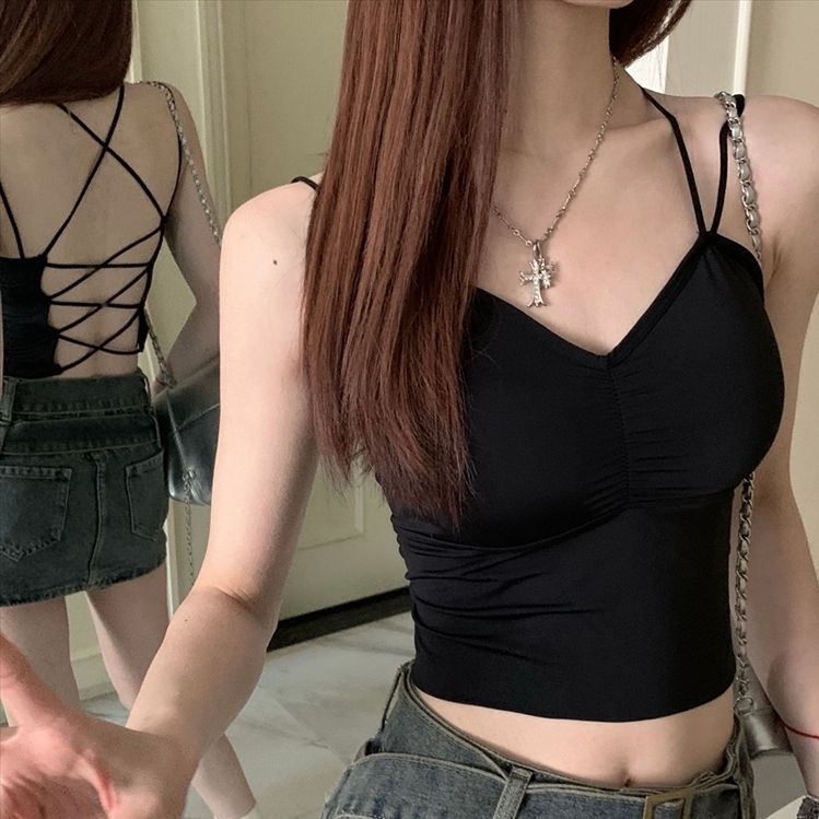 Sexy Slim-Fit Camisole for Women, Outerwear, Beauty Back Underwear, Small Bust Enhancement, Thickened Chest Pad, Tube Top Base Layer