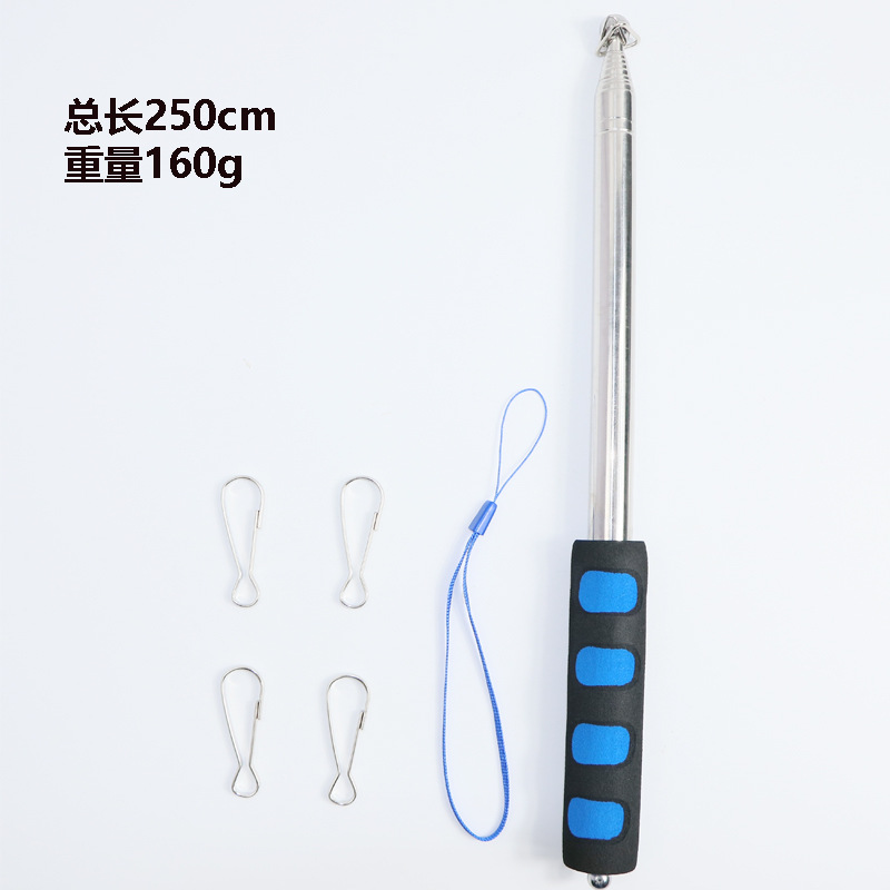 Cross-Border 3.25m Stainless Steel Telescopic Flagpole with Hook, Outdoor Flagpole, Thickened Telescopic Guide Pole