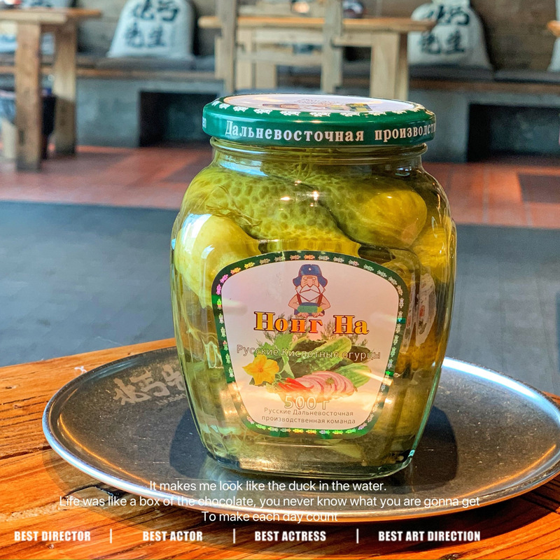 Russian-style Canned Nong Na Sour Cucumber 500g Family Leisure Snack Pickles Pickled Cucumber Restaurant Barbecue